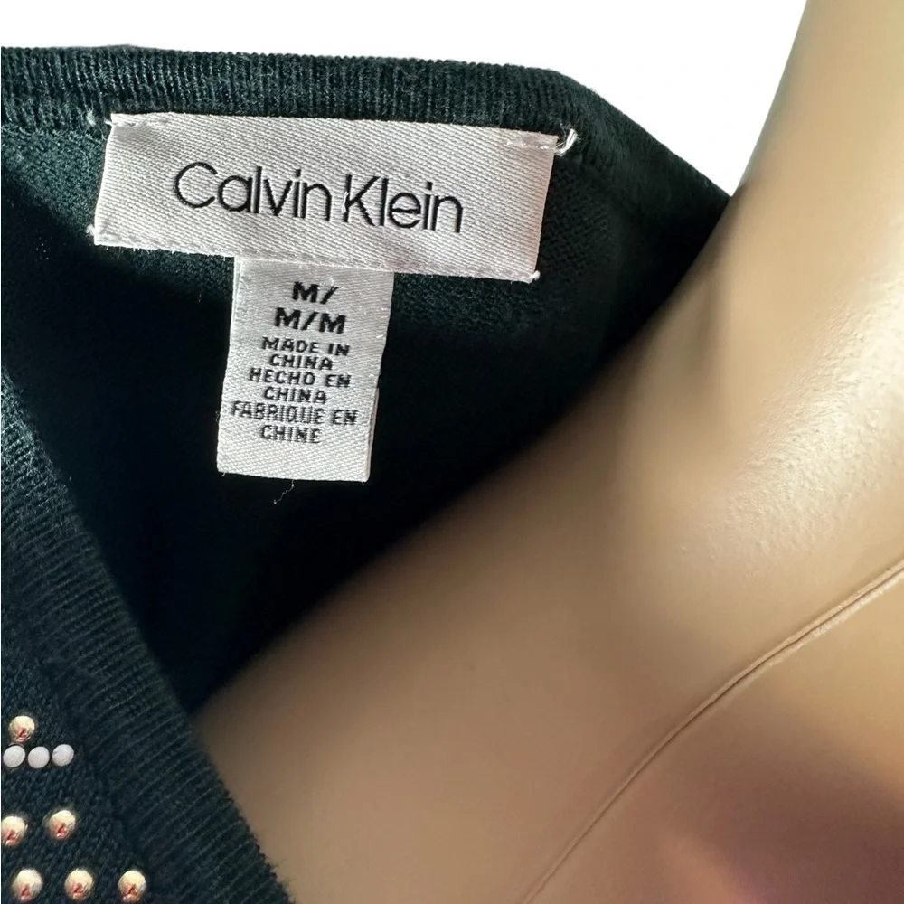 Calvin Klein women green long sleeve crewneck sweater size M